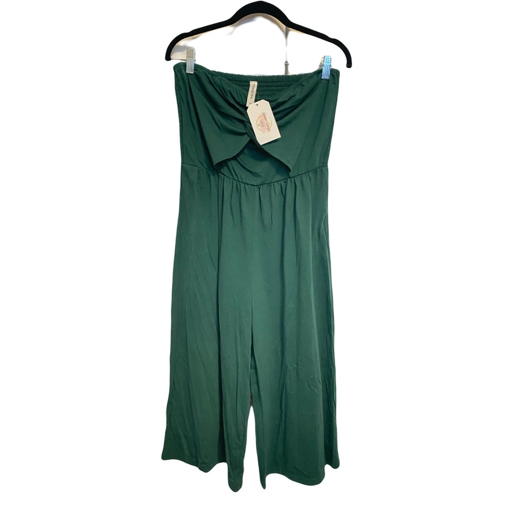 TICKLED TEAL- Strapless Green Romper Size XL
